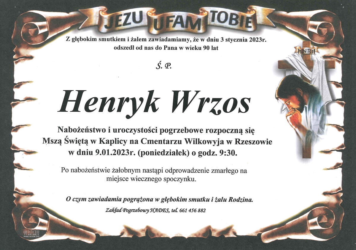 You are currently viewing Odszedł Śp. Henryk Wrzos