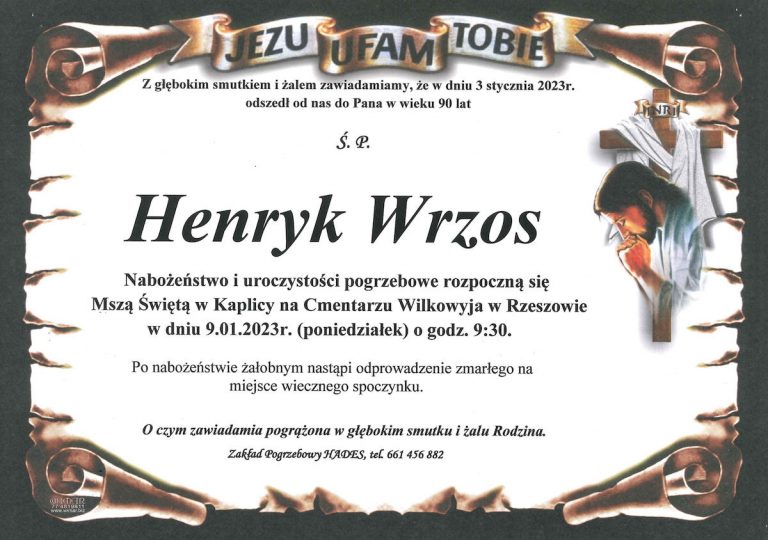 Odszedł Śp. Henryk Wrzos